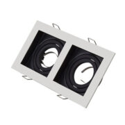 Porta 2*GU10 retraído, blanco, Reflector negro cuadrado