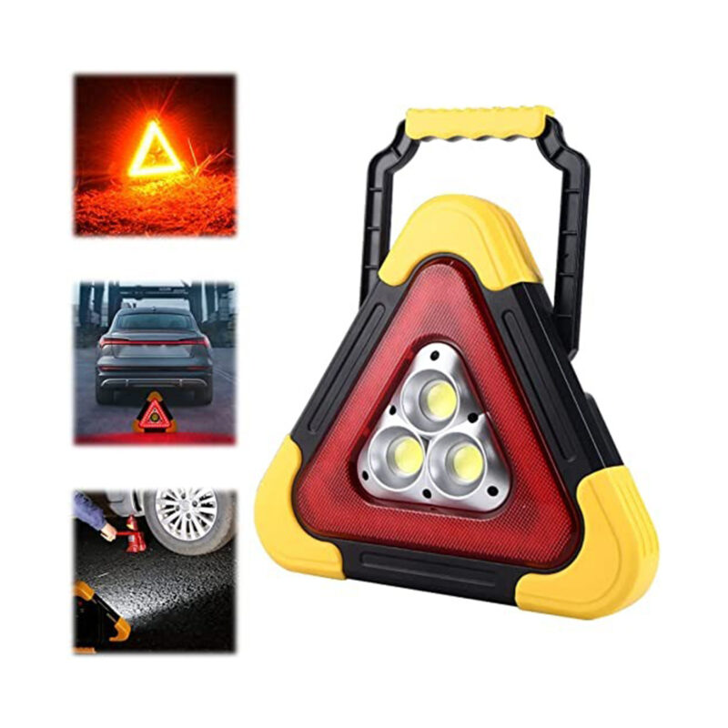Triángulo de Seguridad LED Solar USB 10W 6000K, Luz Roja Emergencia - Imagen 3