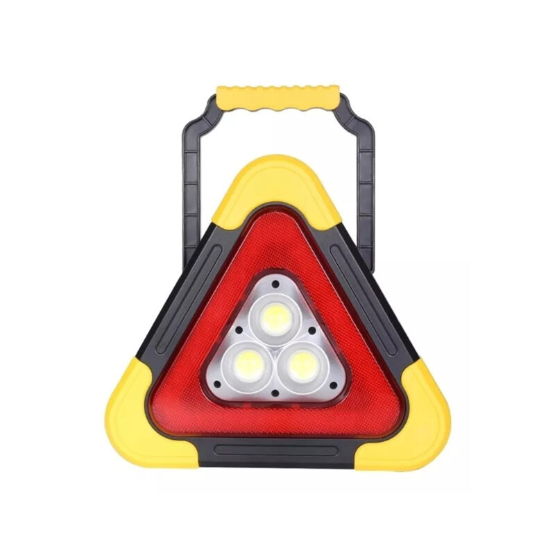 Triángulo de Seguridad LED Solar USB 10W 6000K, Luz Roja Emergencia