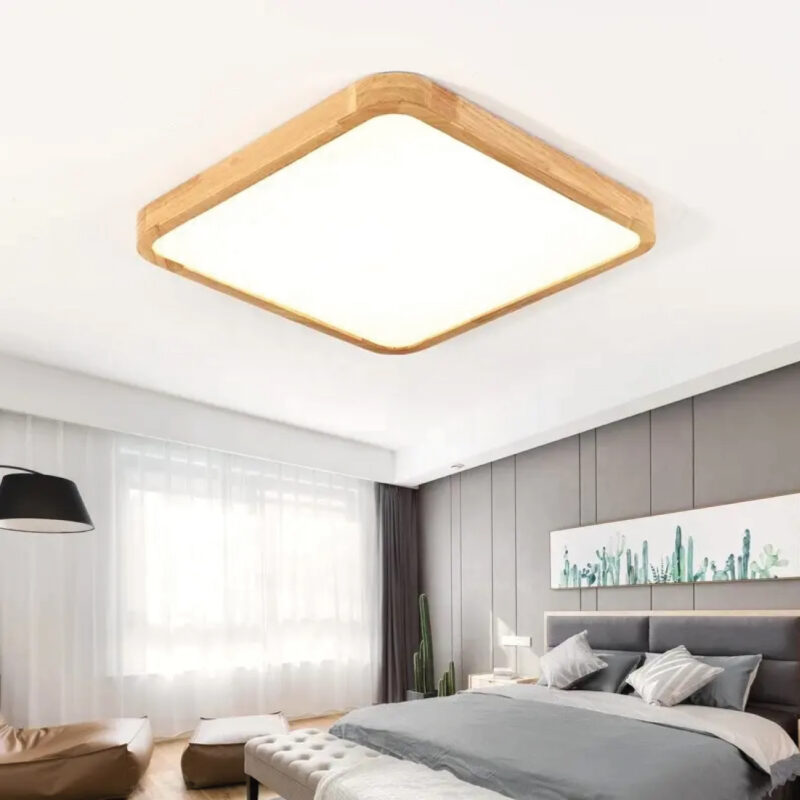 Plafón LED Cuadrado 76W Madera CCT 220V - Imagen 2