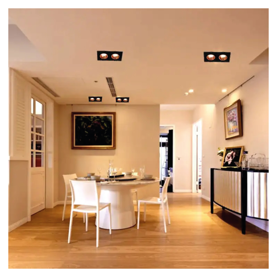 Porta 2*GU10 Rectangular, color negro plástico IP20 220V - Imagen 2